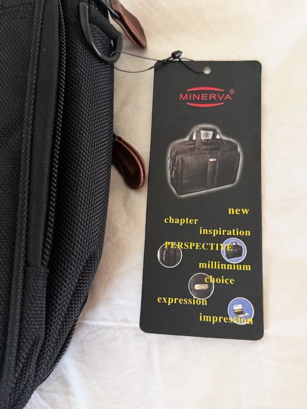 NWT Minerva Black Laptop Briefcase Travel Bag Computer Shoulder Strap